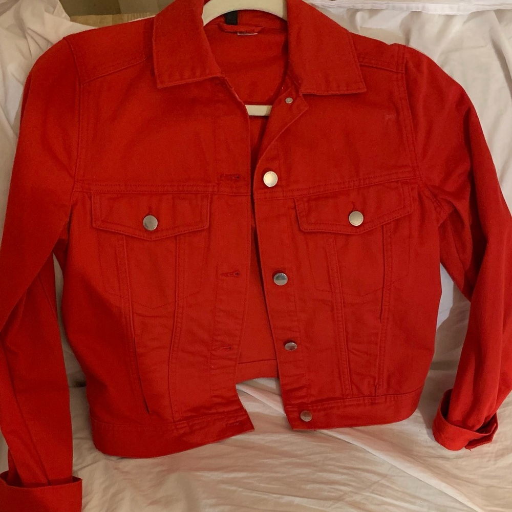 Red jean jacket
